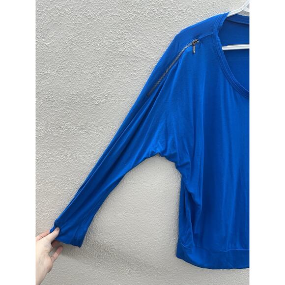 Chicos Womens Shirt Size 2 (Medium) Blue Long Sleeve Zipper Shoulder - Picture 2 of 11